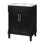 Bathroom Vanity With Integrated Sink, 2 Door Cabinet, Single Sink For Small To Medium Bathrooms