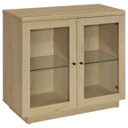 Tilbury 2-door Glass Front Accent Display Cabinet Light Oak