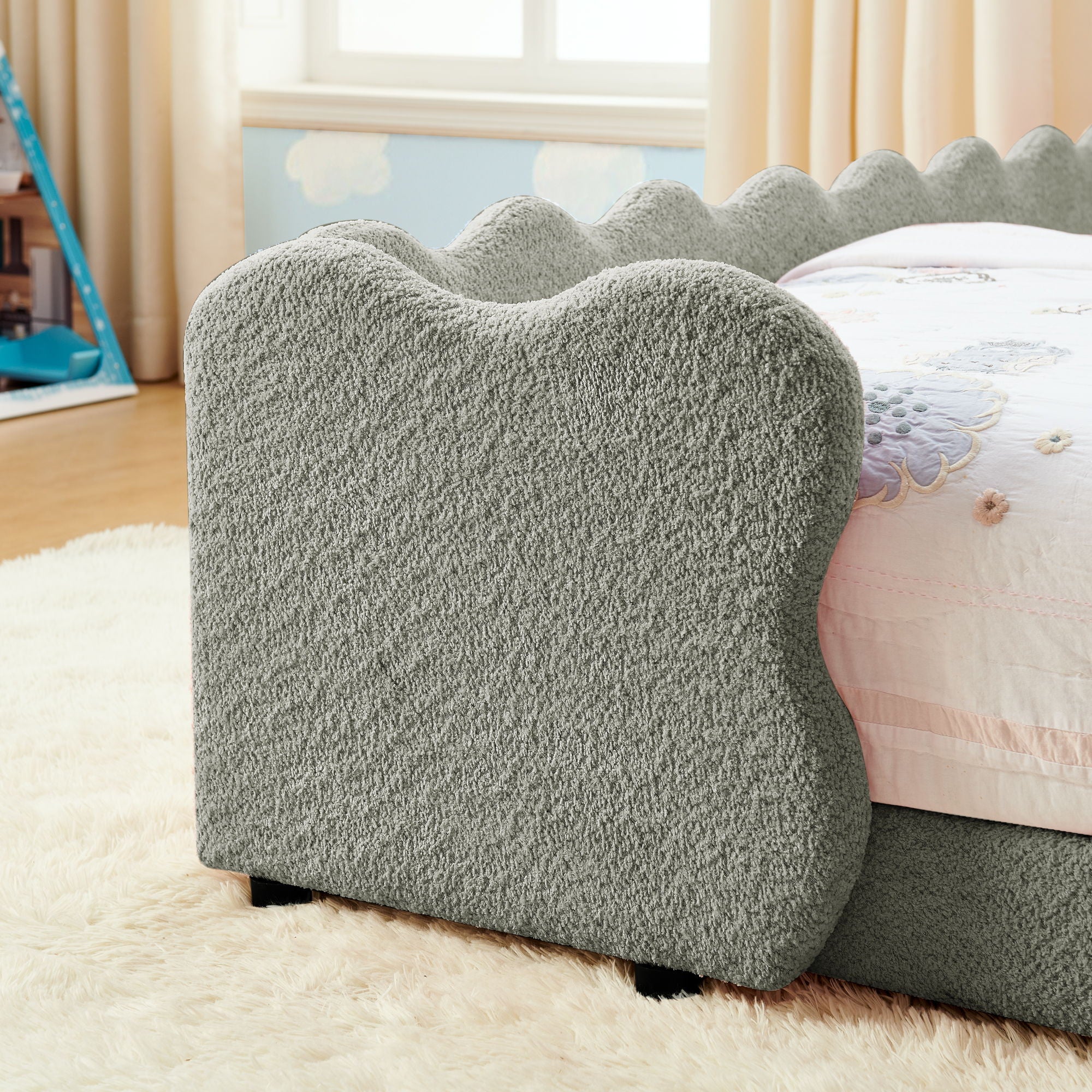 Cute Dinosaur Shaped Bed With Safety Guardrail, Toddler Frame