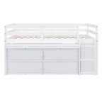 Loft Bed With Retractable Writing Desk And 4 Drawers, With Lateral Portable Desk And Shelves