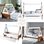 Loreen - Twin Bed - Oak & White
