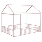 Metal Bed House Bed Frame With Fence