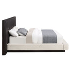 Clayten - Eastern King Bed - Beige Linen & Espresso