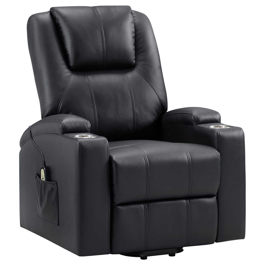 Armstrong Upholstered Power Lift Massage Recliner Espresso