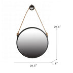 Handsome Cleveland Mirror With Rope Strap Contemporary Design Circle Mirror With Round Metal Frame For Wall Decor