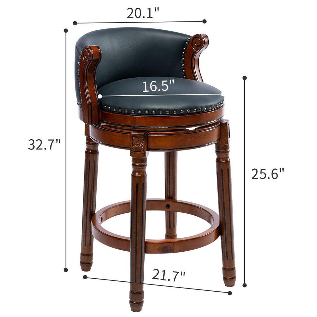 Seat Height 26'' Cow Top Wooden Bar Stool, 360 Degree Swivel Bar Height Chair With Backs For Home Kitchen Counter