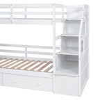 Bunk Bed With Storage Staircase, Slide, Desk, Drawers, And Shelves