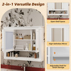 Wall-Mounted Bathroom Cabinet With Mirror And Open Shelf - White