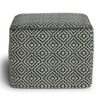 Briella - Square Woven Outdoor / Indoor Pouf - Gray / White