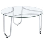 Beller Round Tempered Glass Top Cocktail Coffee Table Chrome