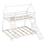 Georgiana - Twin Over Queen House Bunk Bed With Climbing Nets And Climbing Ramp