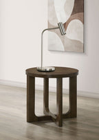 Kessler Round Sculptural Wood End Table Brown
