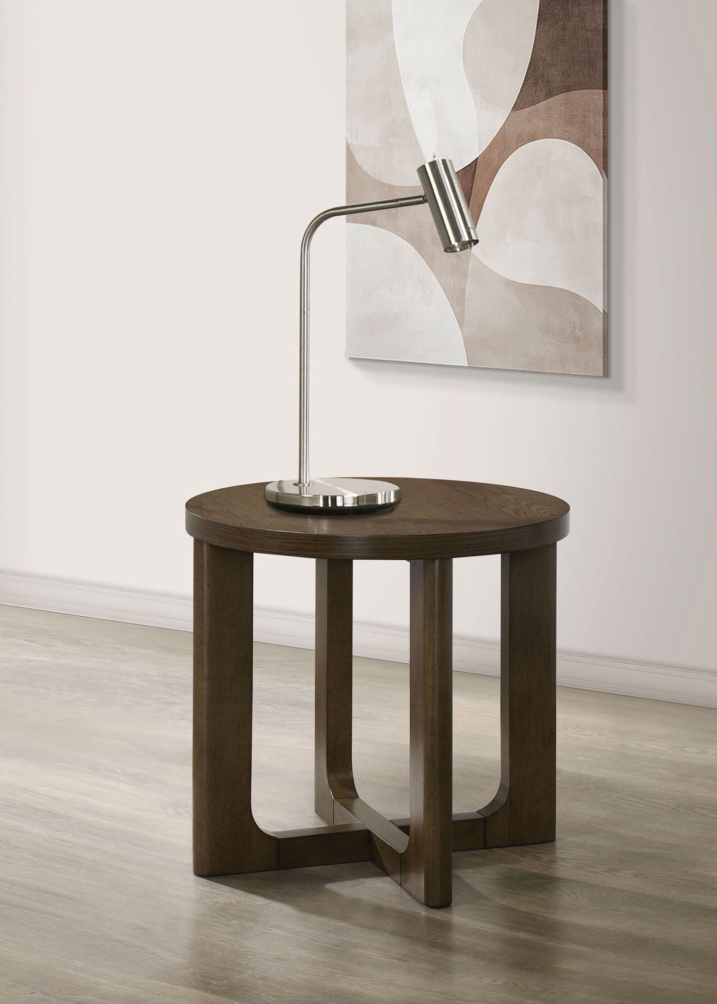 Kessler Round Sculptural Wood End Table Brown