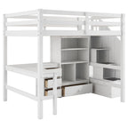 Loft Bed & L Shaped Desk, Drawers, Cabinet, And Storage Staircase