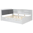 Platform Bed With Trundle, Shelves, And Storage Headboard