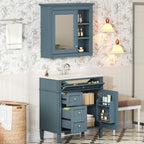 Bathroom Vanity With Medicine Cabinet, Royal Mirror Cabinet, Modern Bathroom Storage Cabinet With 2 Soft Closing Doors And 4 Drawers