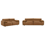 Buxton 2-piece Leather Upholstered Sofa Set Orange