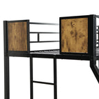 Modern Metal Bunk Bed With Side Ladders And Guardrail