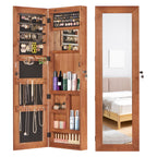 Jewelry Armoire Organizer With Full Length Mirror, Wall Mounted Lockable Cabinet With LED Light