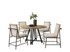 Tate - Round Dining Table With Cream Color Upholstered Chairs (Set of 5) - Oak Finish