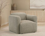 Dorset Fabric Upholstered Round Track Arm Accent Chair Brown