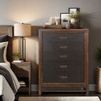 5 Drawer Chest, 2 Tone - Brown