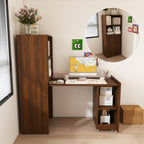 Stretchable Office Desk With Storage Shelves And Mobile Wheels