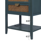2 Drawer Side Table, Natural Rattan