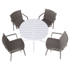 4 Modern Stackable Plastic Armchair Matched With Round Table