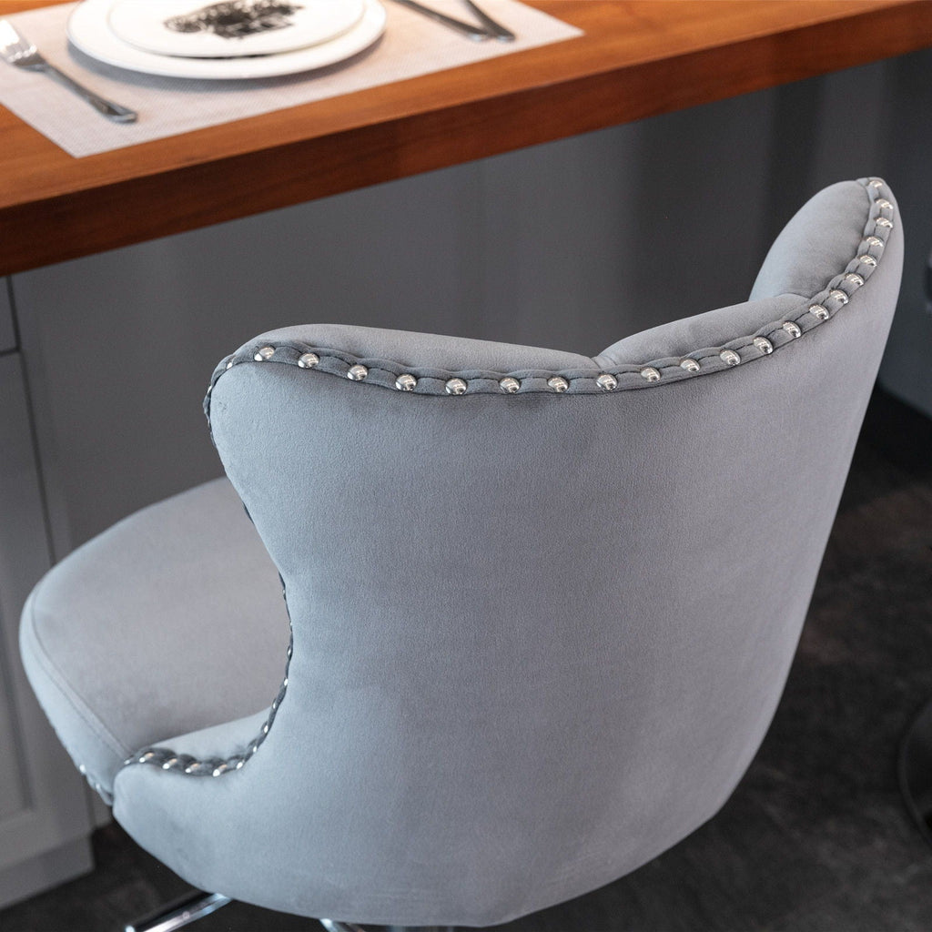Swivel Barstools Adjusatble Seat Height From 25-33", Modern Upholstered Base Bar Stools With Backs Comfortable Tufted For Home Pub And Kitchen Island (Set of 2)