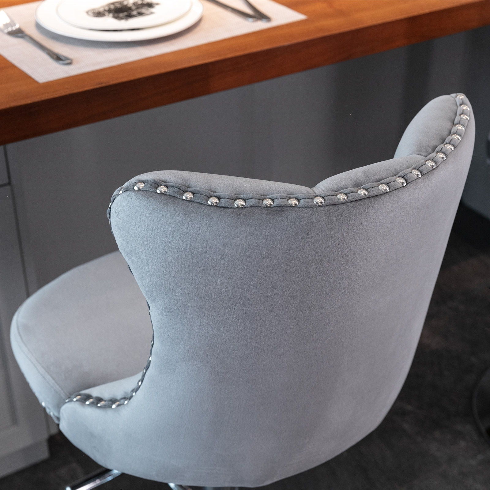 Swivel Barstools Adjusatble Seat Height From 25-33", Modern Upholstered Base Bar Stools With Backs Comfortable Tufted For Home Pub And Kitchen Island (Set of 2)