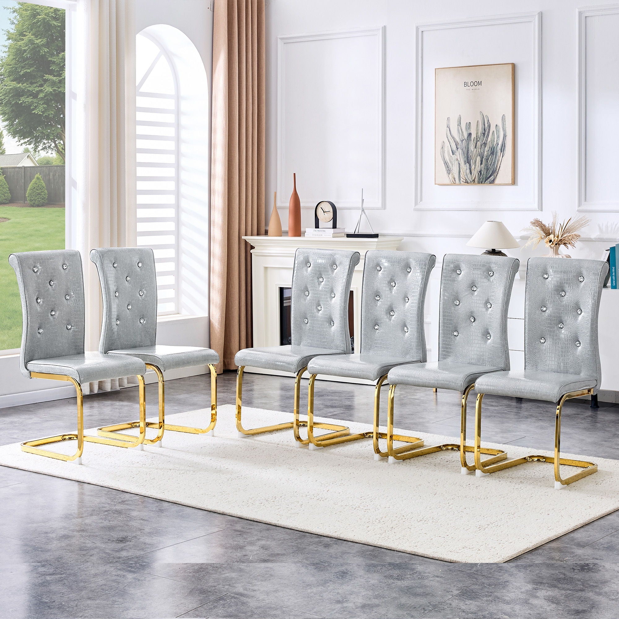 Elegant Design Alligator Skin Upholstered Dining Chairs