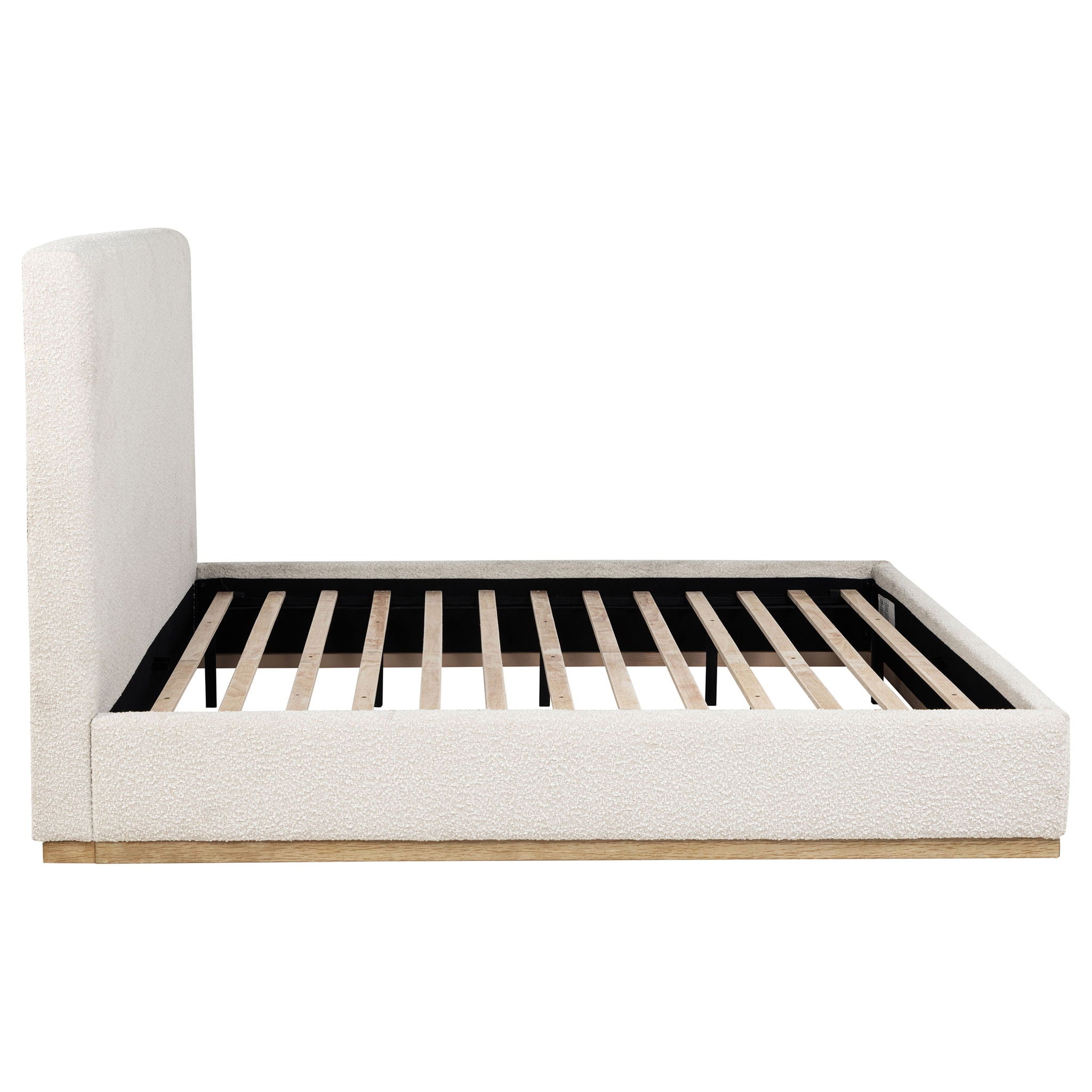 Knox Eastern King Bouclé Upholstered Platform Bed Cream