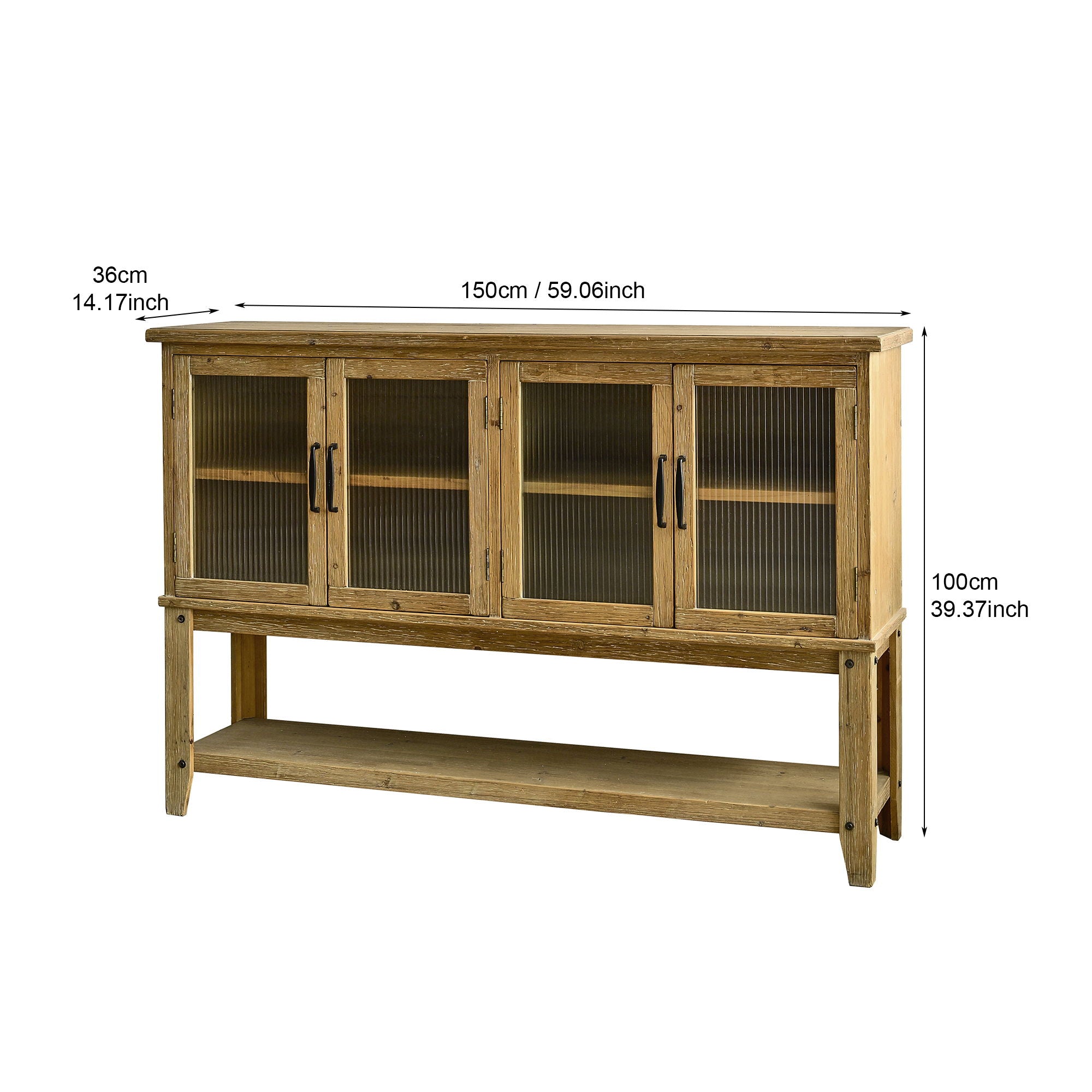Rectangle Accent Sideboard Cabinet With Storage Shelf, Cabinet For Kitchen - Natural Wood