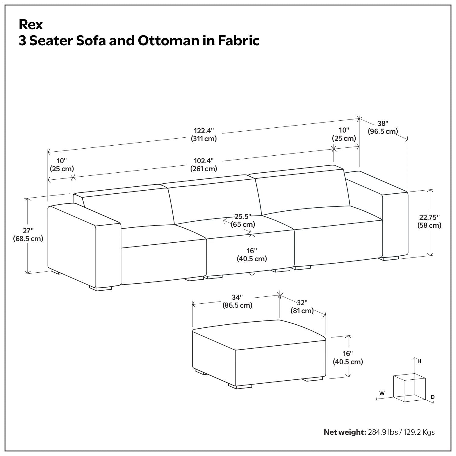 Rex - Handcrafted Sectional Sofa And Ottoman
