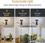 Modern Flush Mount Ceiling Fan With Led Light And Remote Control, 3 ABS Blades Noiseless Reversible Dc Motor For Patio Living Room - Matte Black