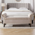 Kathy - Roll Arm Entryway Accent Bench - Sky Neutral Beige