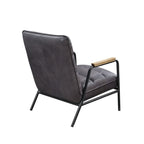 Nignu - Accent Chair - Gray Top Grain Leather & Matt Iron