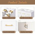 Bathroom Vanity With Sink Combo Set, Modern Bathroom Cabinet With 4 Drawers