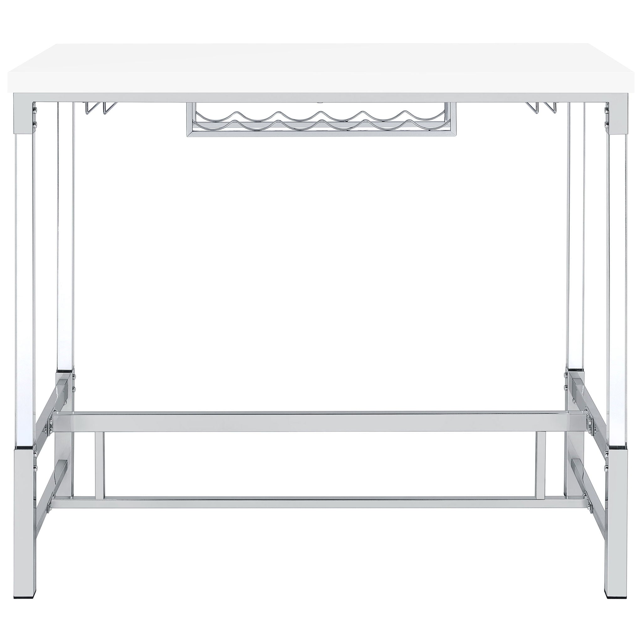Norcrest 47-inch Acrylic Leg Bar Table White High Gloss