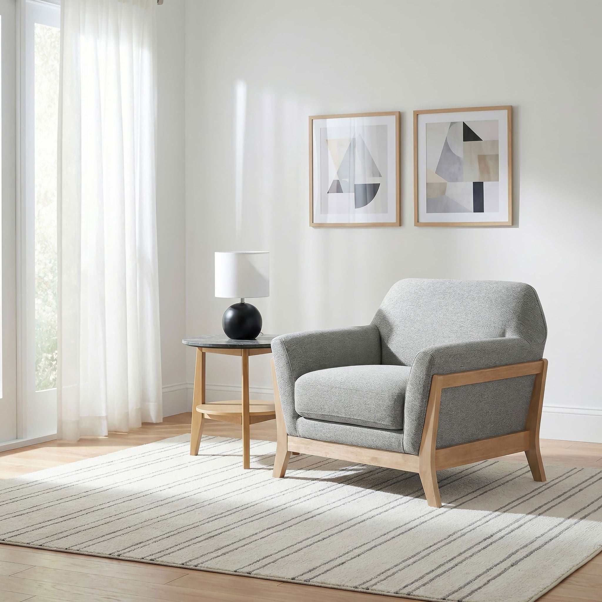 Vaughn Fabric Upholstered Flared Arm Accent Chair Grey