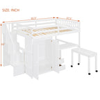 Loft Bed With Stairs, Bookshelf, Drawers, Desk & Wardrobe, Space Saving Multifunctional Furniture