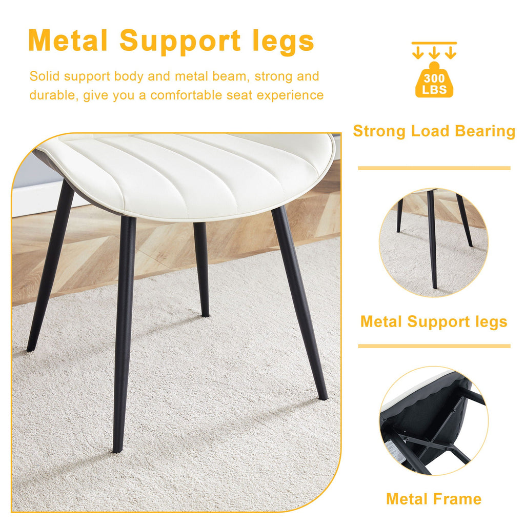 Modern Minimalist Dining Chair Set, Extended Seat Cushion