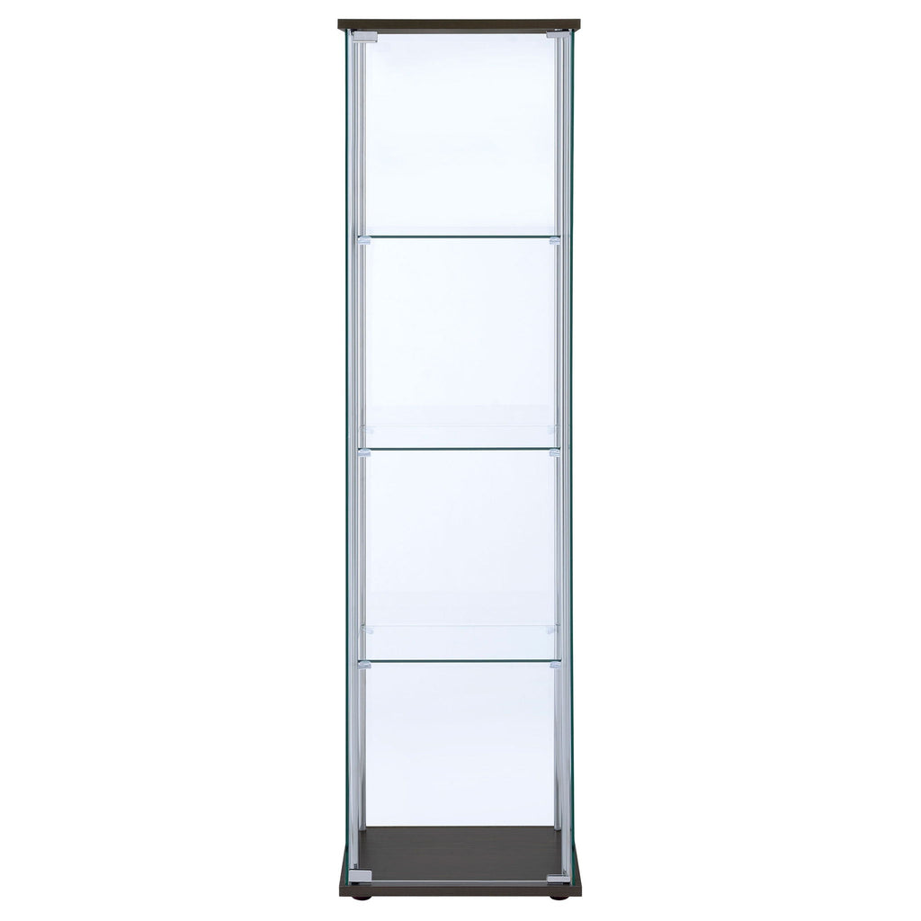 Bellatrix 3-shelf Clear Glass Curio Cabinet Cappuccino