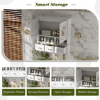 Modern Bathroom Mirror Cabinet With Drawers, Organizer Hooks, And High-Definition Mirrors