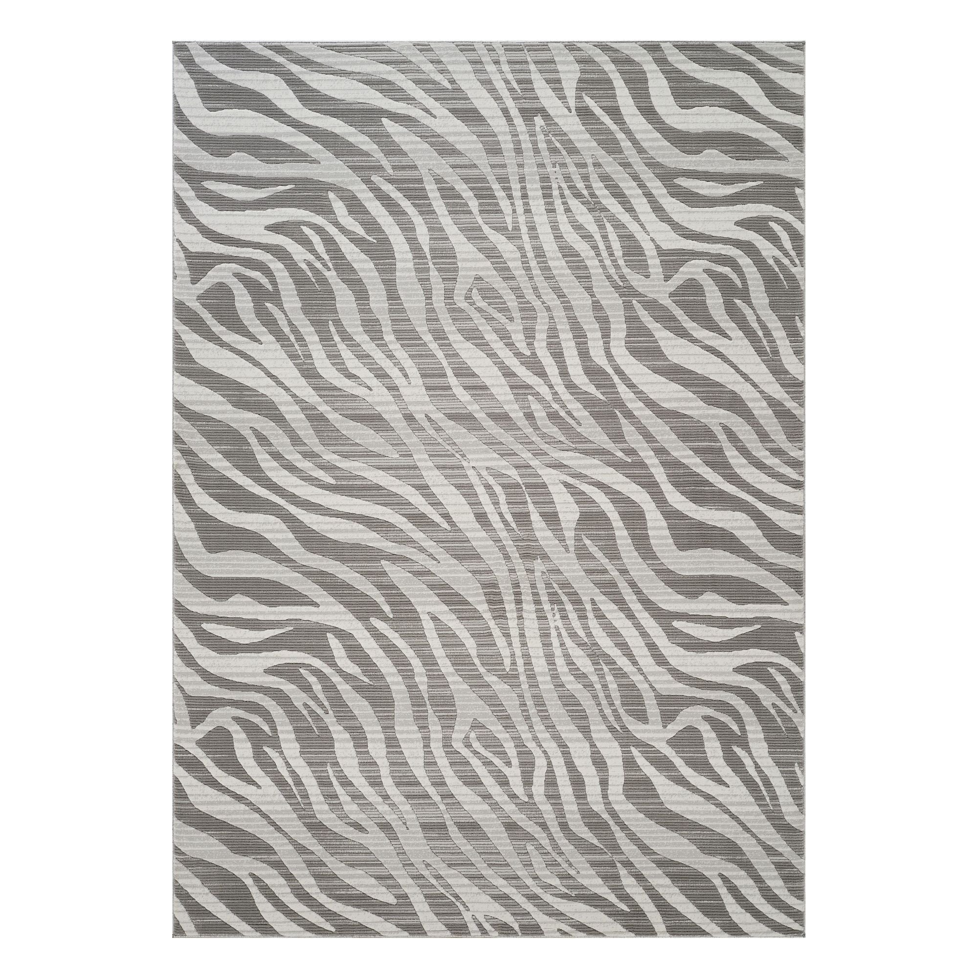 Geometrix - 5'3" X 7'3" Area Rug Geometric & 3D Effect - Ivory / Gray