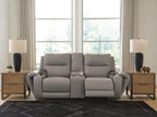 Real Moments - Power Reclining Loveseat With Audio Seating - Ash
