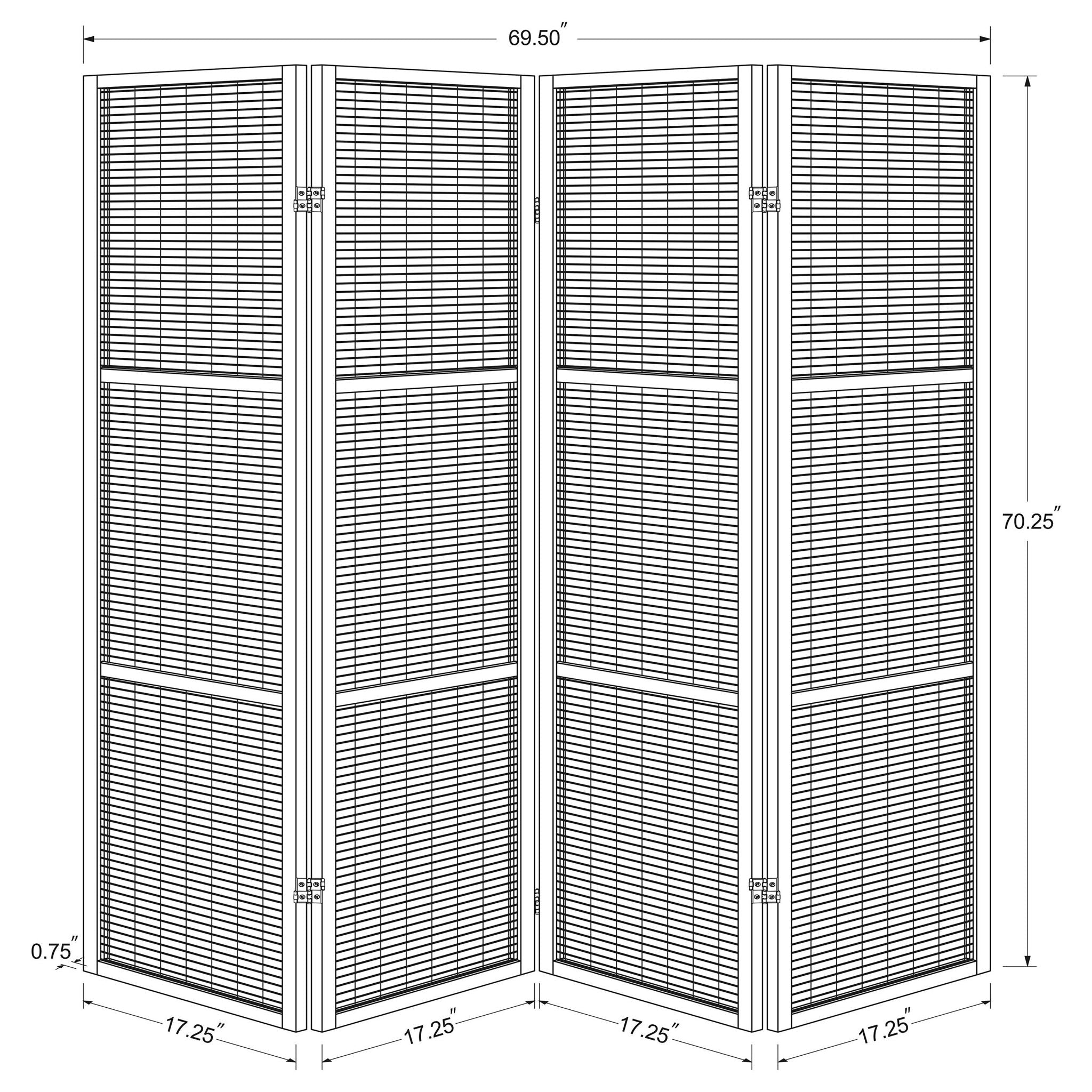 Browning 4-panel Bamboo Room Divider Folding Screen Walnut