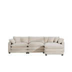 Modern Oversized Modular Cushion Sofa With Ottoman, Low Back, Deep Seating Sofa Set