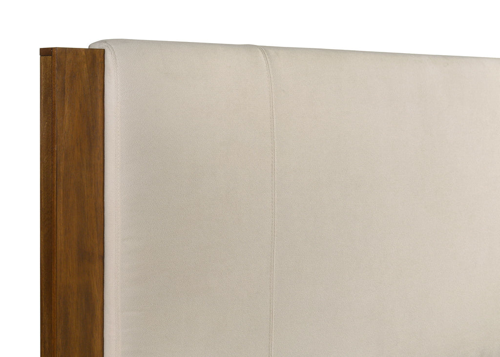 Adderley California King Wood Panel Bed Cream and Warm Brown
